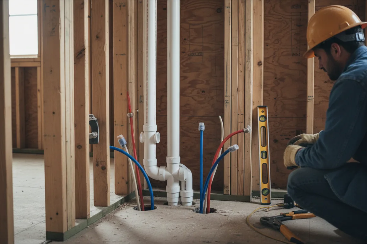 Drain and supply rough-in during Drain Cleaning in Brimfield