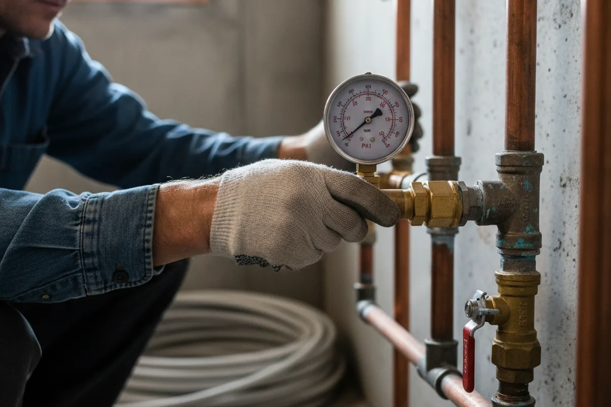 Pressure testing a repaired line during Water Line Repair in Brimfield